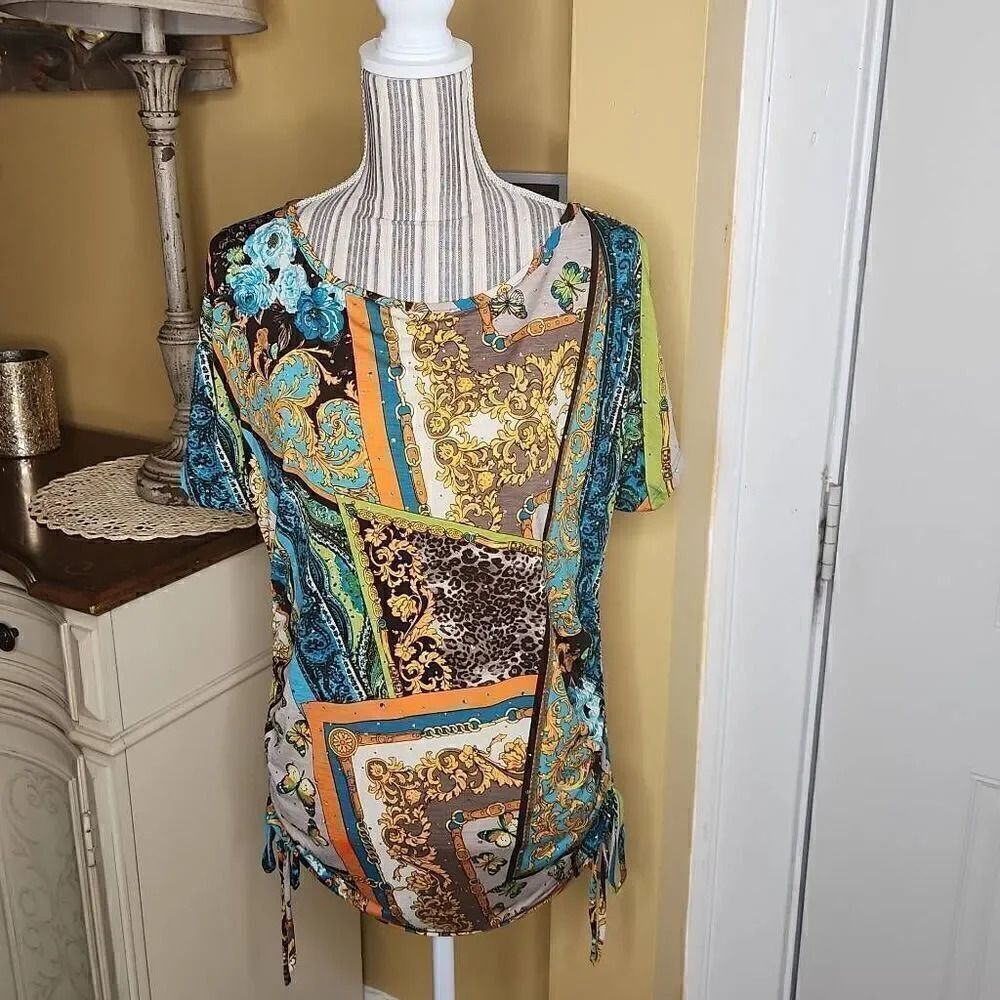 Dressbarn sparkly multi color print women's size M